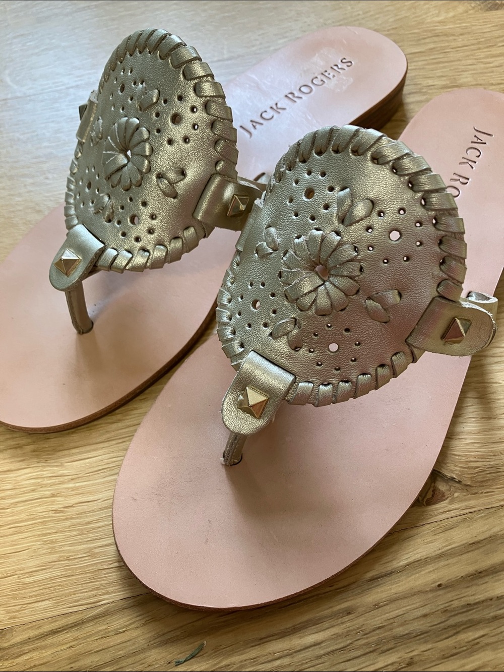 Jack Rogers Champagne Leather Sandals size 8